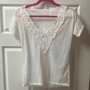 Cute Lace V- neck tee